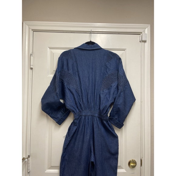 Saint Germain Jean Jumpsuit With Intricate Yoke Smocking, Zip Size M - Picture 5 of 9